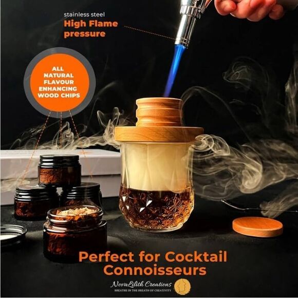NovaLilith Old Fashioned Cocktail Smoker Kit with Torch (no butane) - Picture 2 of 13